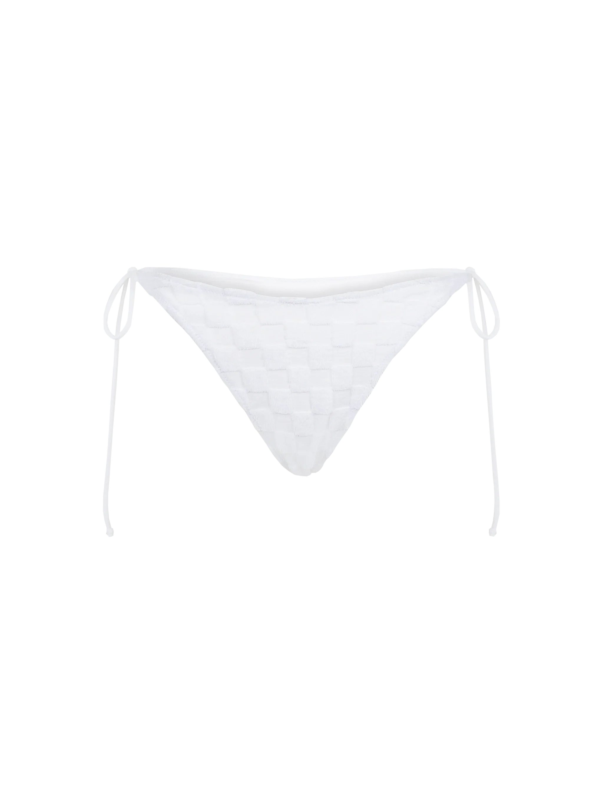 White Marielle Terry Swim Briefs With Check Pattern Bottom