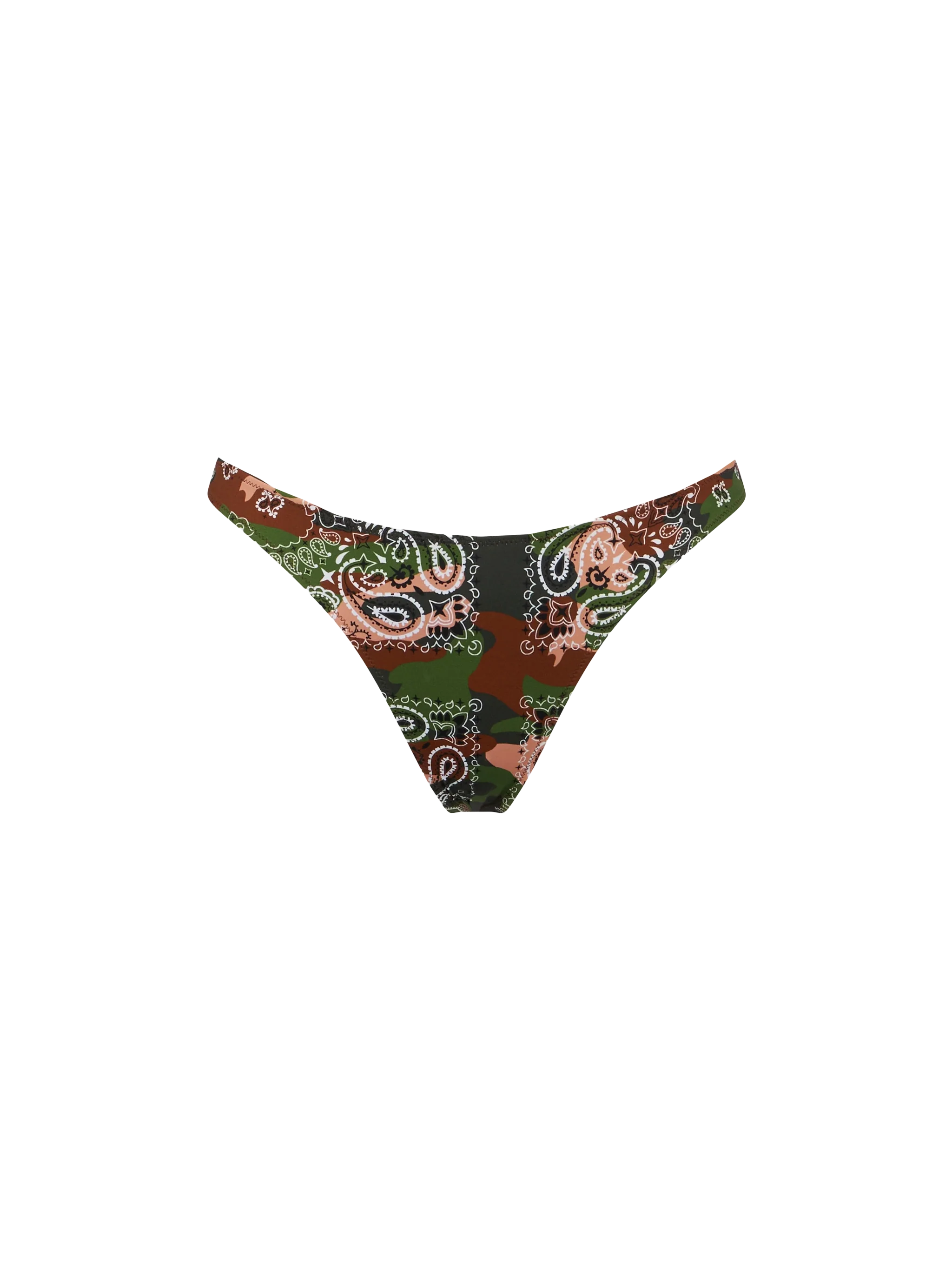 Naomi Cheeky Swim Briefs With Mimetic Bandana Print Grey Bottom