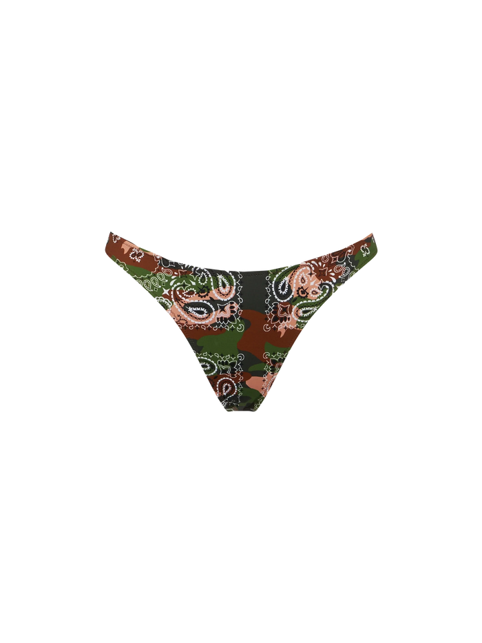 Naomi Cheeky Swim Briefs With Mimetic Bandana Print Grey Bottom
