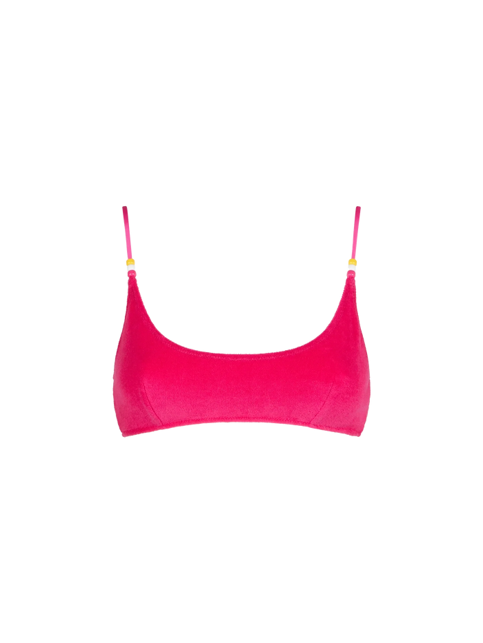 Fuchsia Terry Judy Bralette Bikini Top Pink
