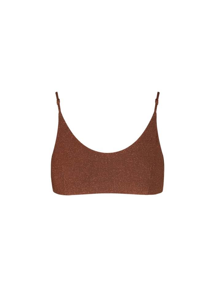 Brown Lurex Judy Bralette Bikini Top
