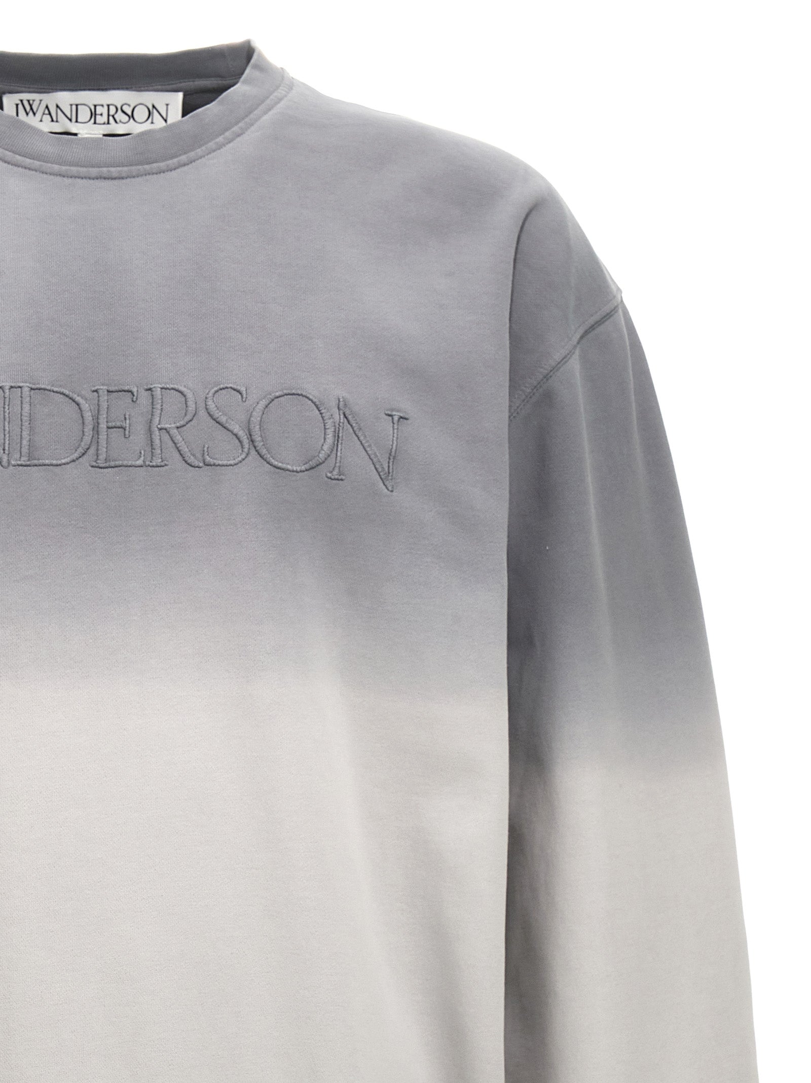 Logo Embroidery Sweatshirt Gray Cotton