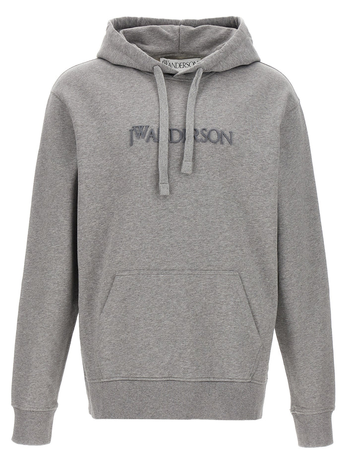 Hoodie with embroidery Gray Cotton Sweatshirt
