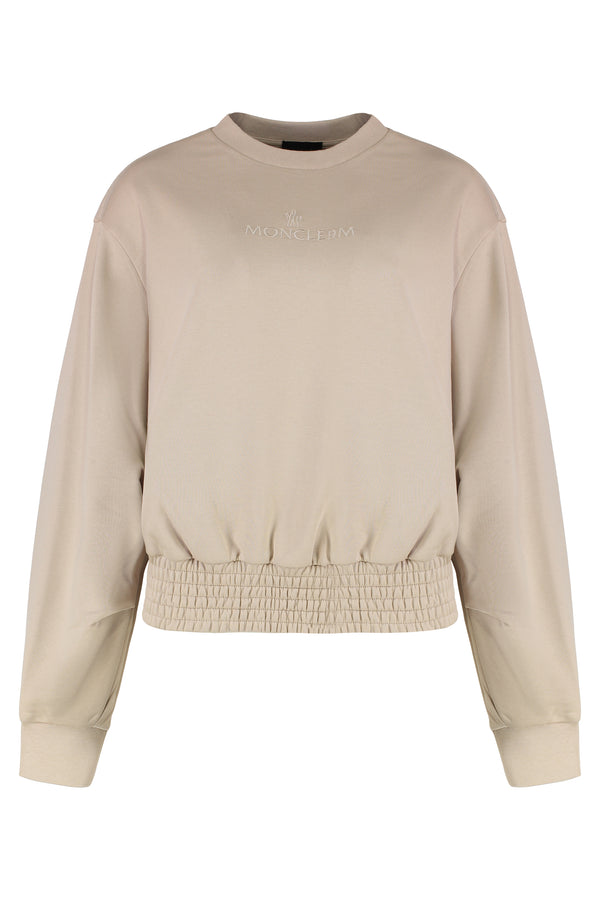 Cotton Crew-Neck Sweatshirt Beige Sweatshirts