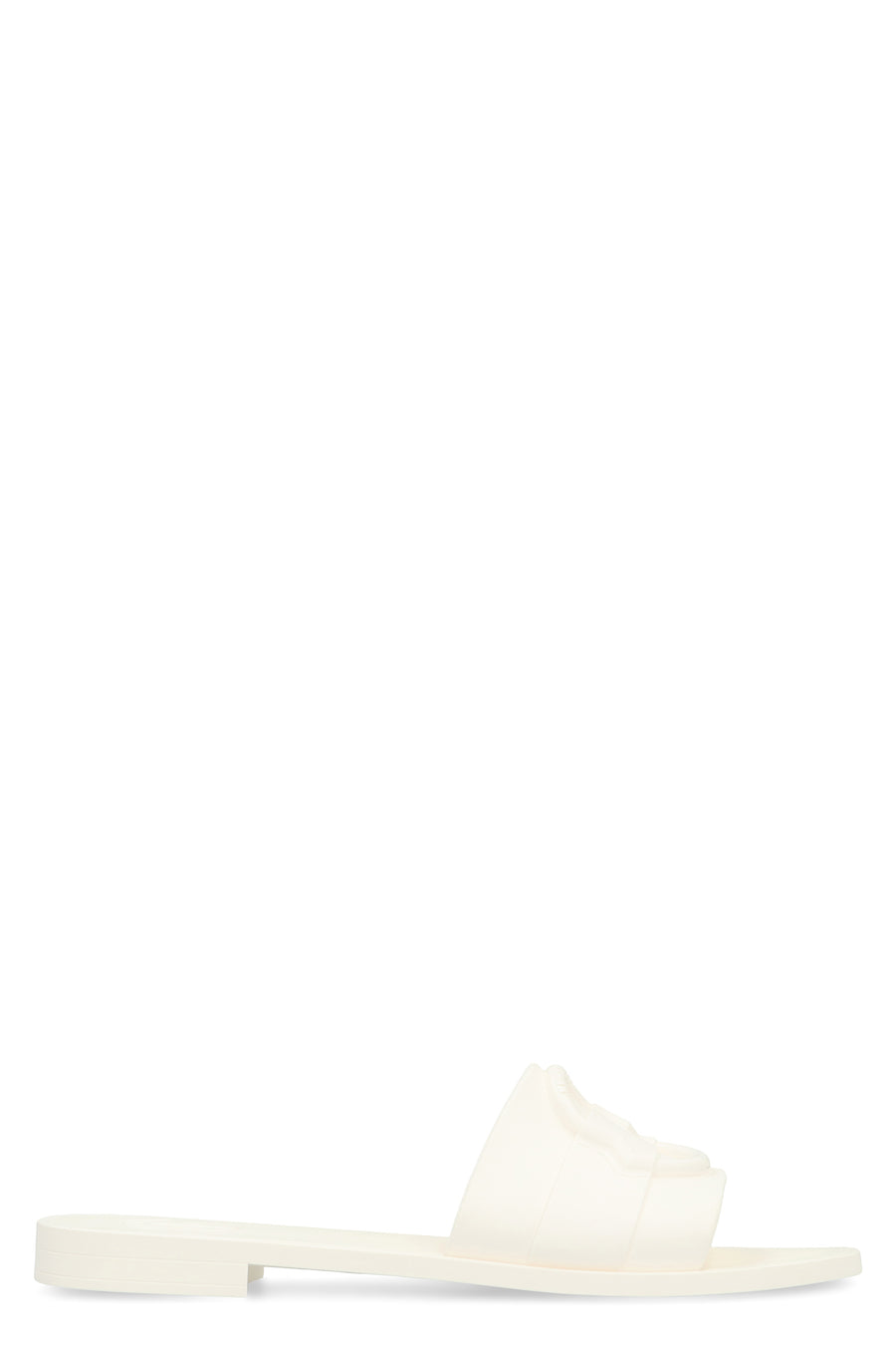 Round-Toe Rubber Slides White Sandal