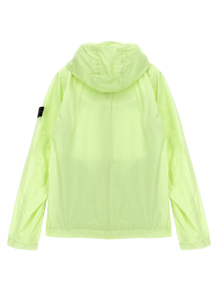 Logo badge hooded jacket Green Cotton Down Jacket, Parka, Casual