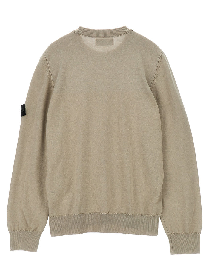 Logo badge sweater Beige Cotton Sweater, Cardigans