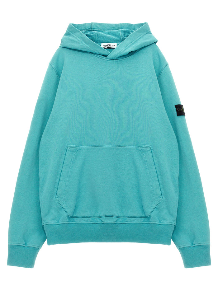 Logo badge hoodie Light Blue Cotton Sweatshirt
