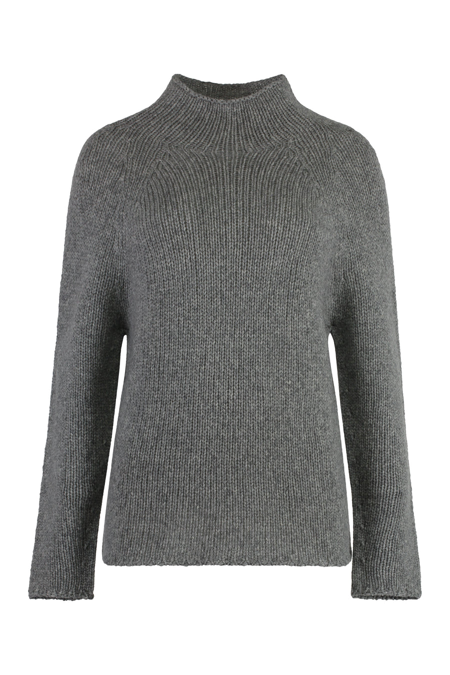 Cashmere Ribbed Turtleneck Sweater Gray