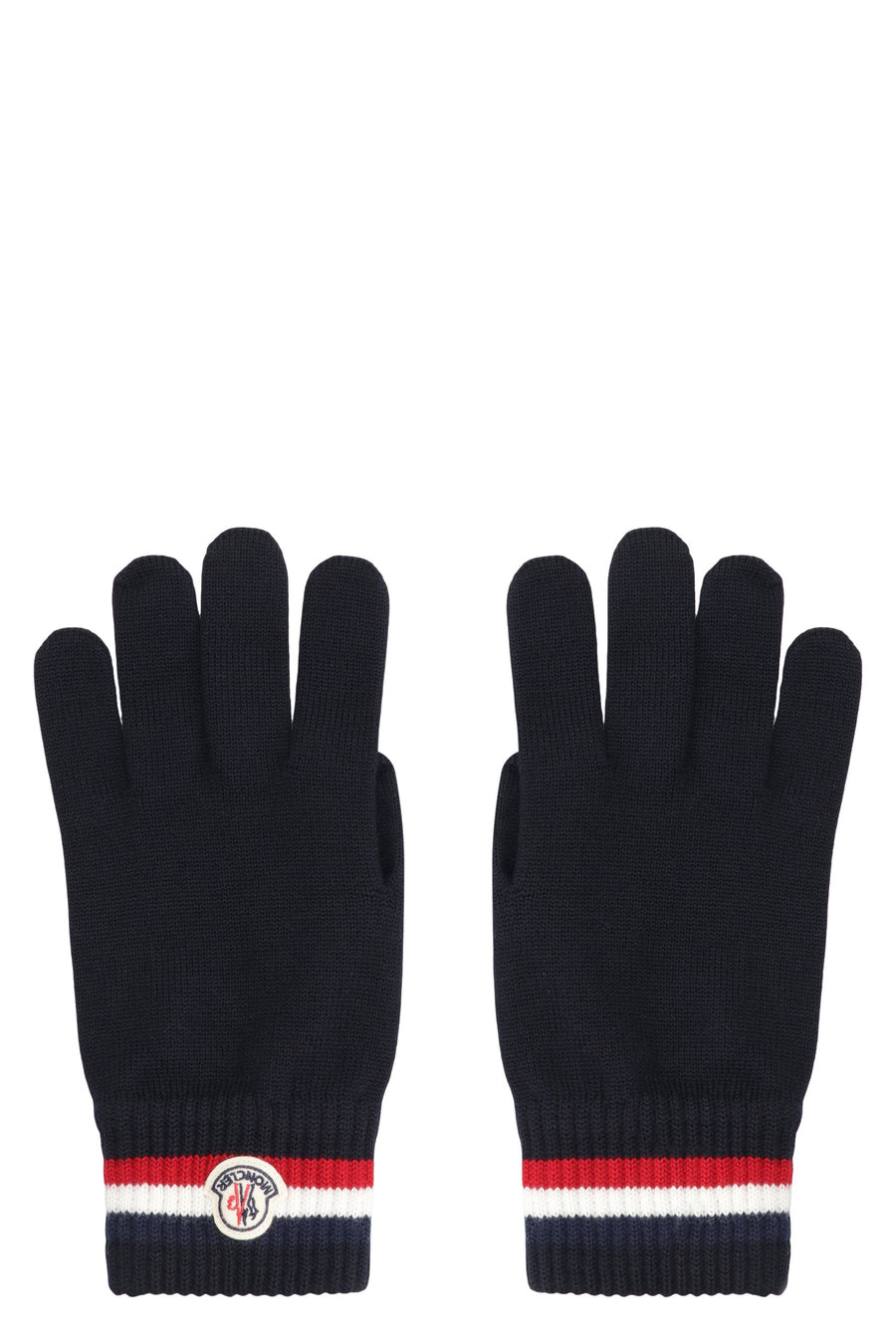 Tricolored Wool Gloves Black Virgin