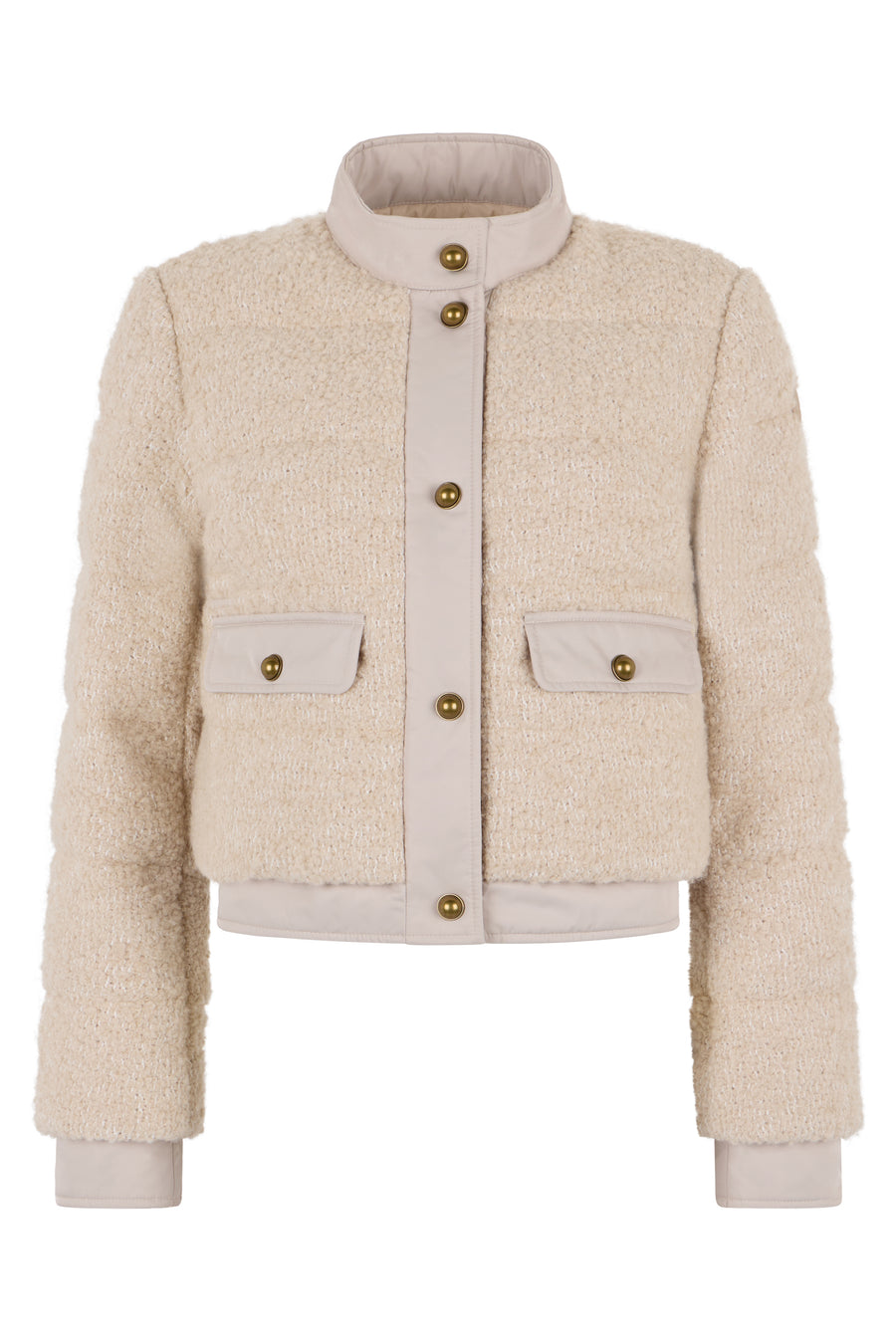 Short Down Jacket Blandy Wool Bouclé Beige Acrylic Puffer