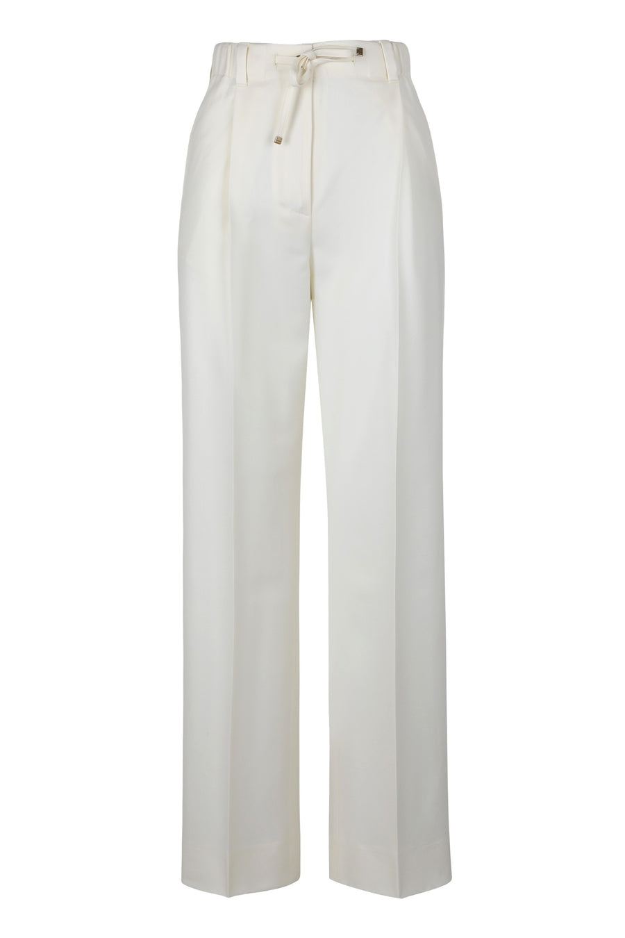 Trousers Wool Gabardine White Virgin Wide-leg