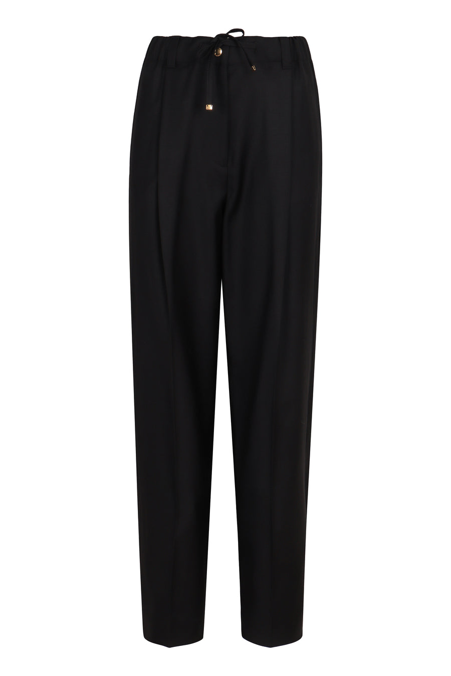 Tailored Wool Gabardine Trousers Black Virgin Straight