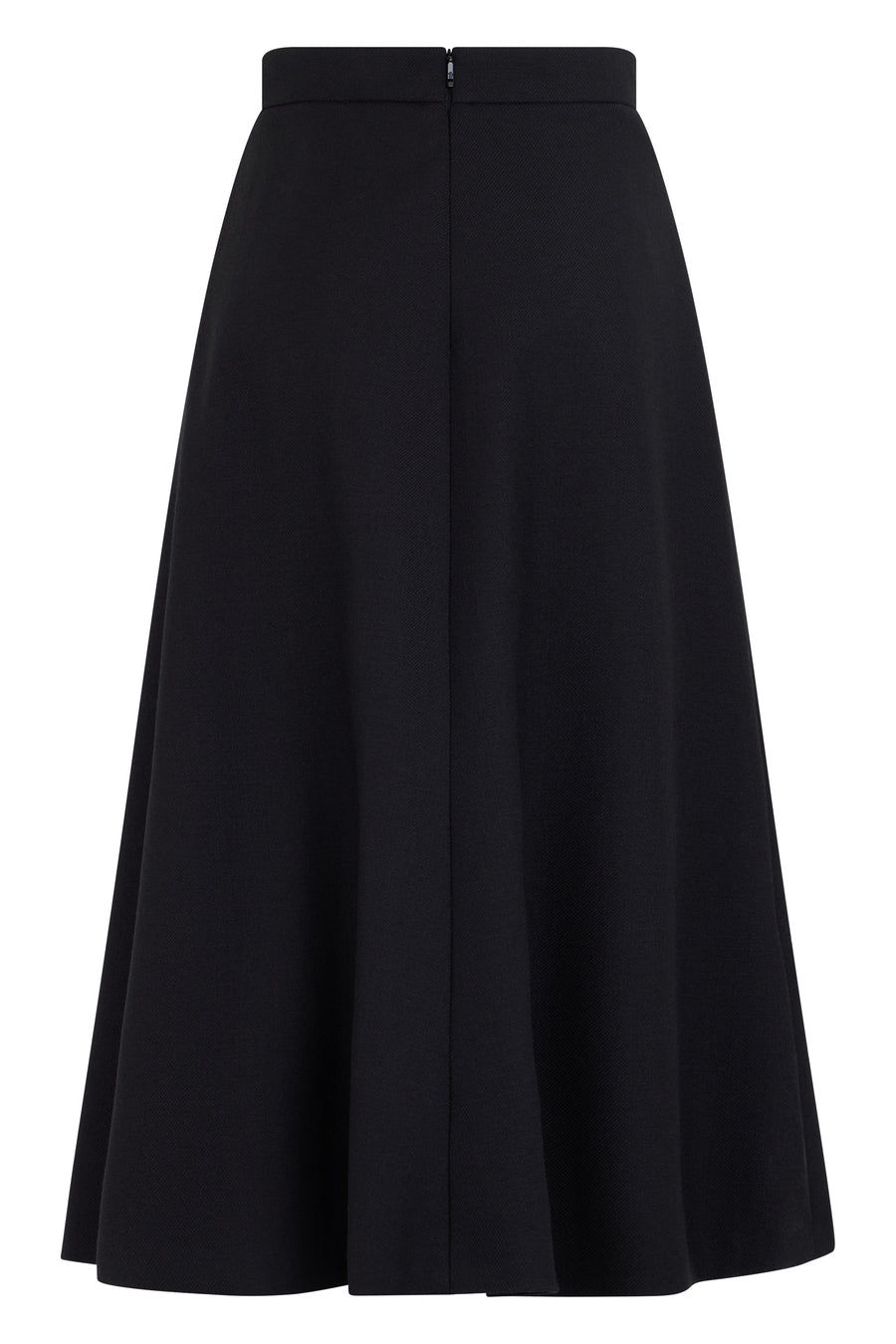 Midi Flared Wool Skirt Black