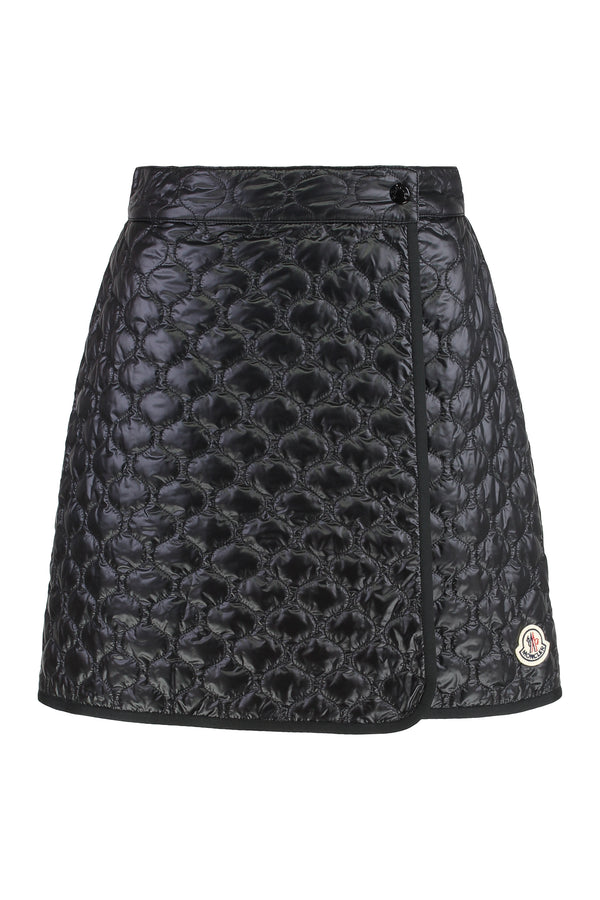 Quilted Padded Mini Skirt Navy Blue