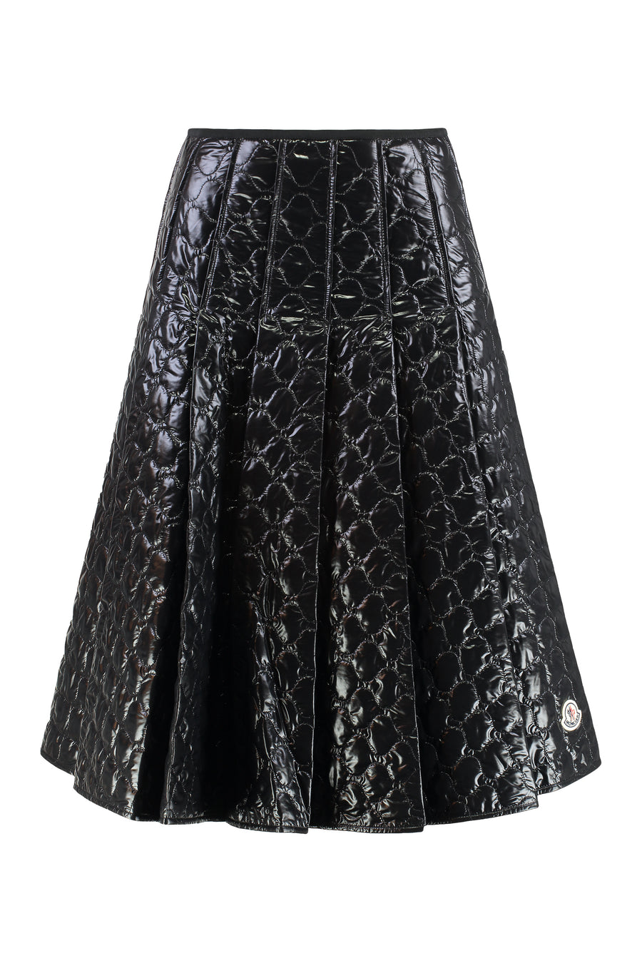 Padded Midi Skirt, Quilted Check Black Polyamide