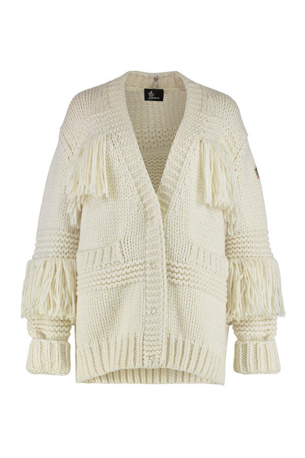 Cardigan Mixed Wool With Fringes Ivory Cardigans