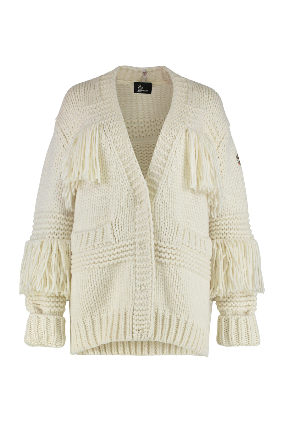 Cardigan Mixed Wool With Fringes Ivory Cardigans