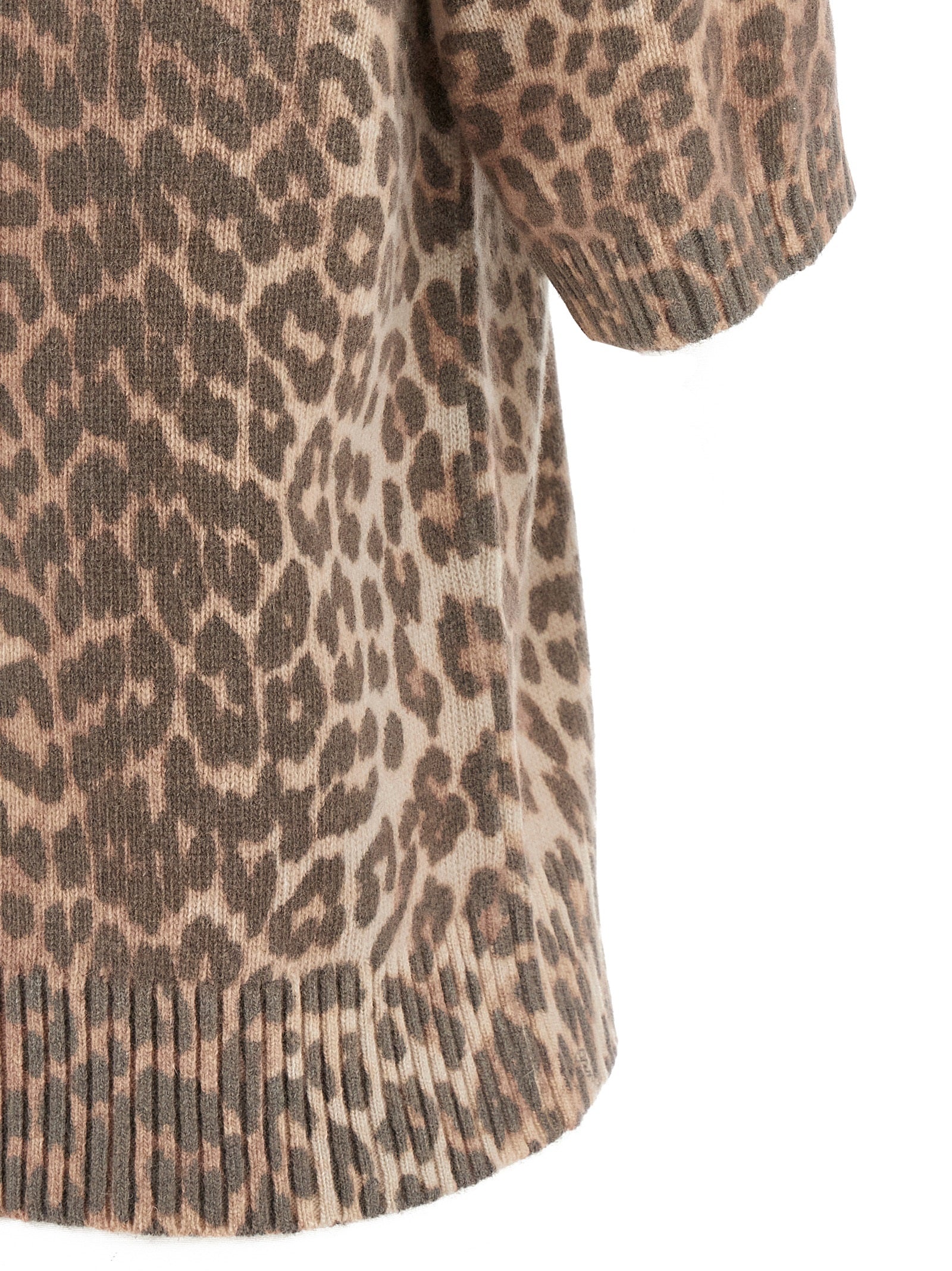 Leopard Wool Mix T-shirt Brown