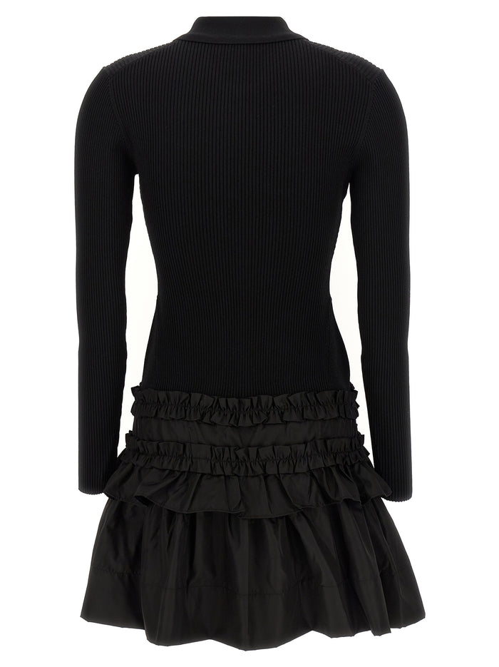 Melange Rib Knit Mini dress Black