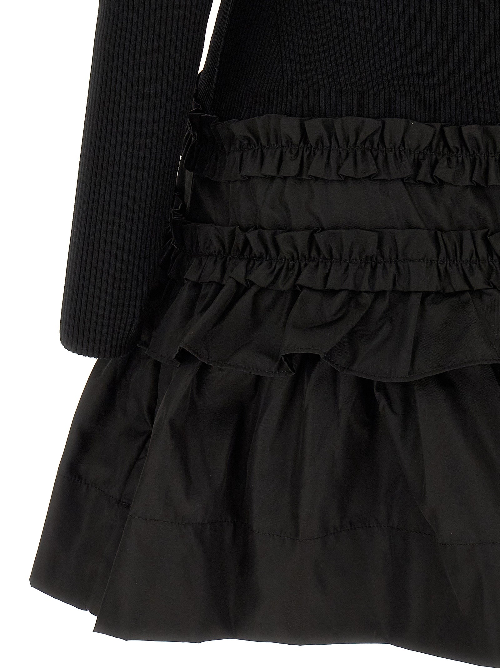 Melange Rib Knit Mini dress Black