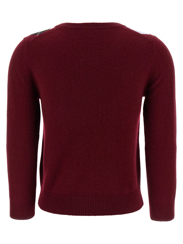 Burgundy Check cardigan Bordeaux Merino Wool Cachemire Sweater, Cardigans