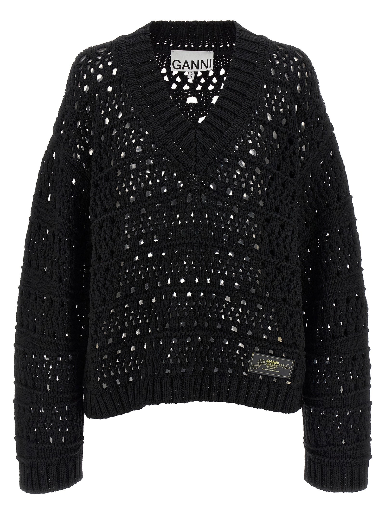 Black Crochet V-neck sweater Cotton Sweater, Cardigans