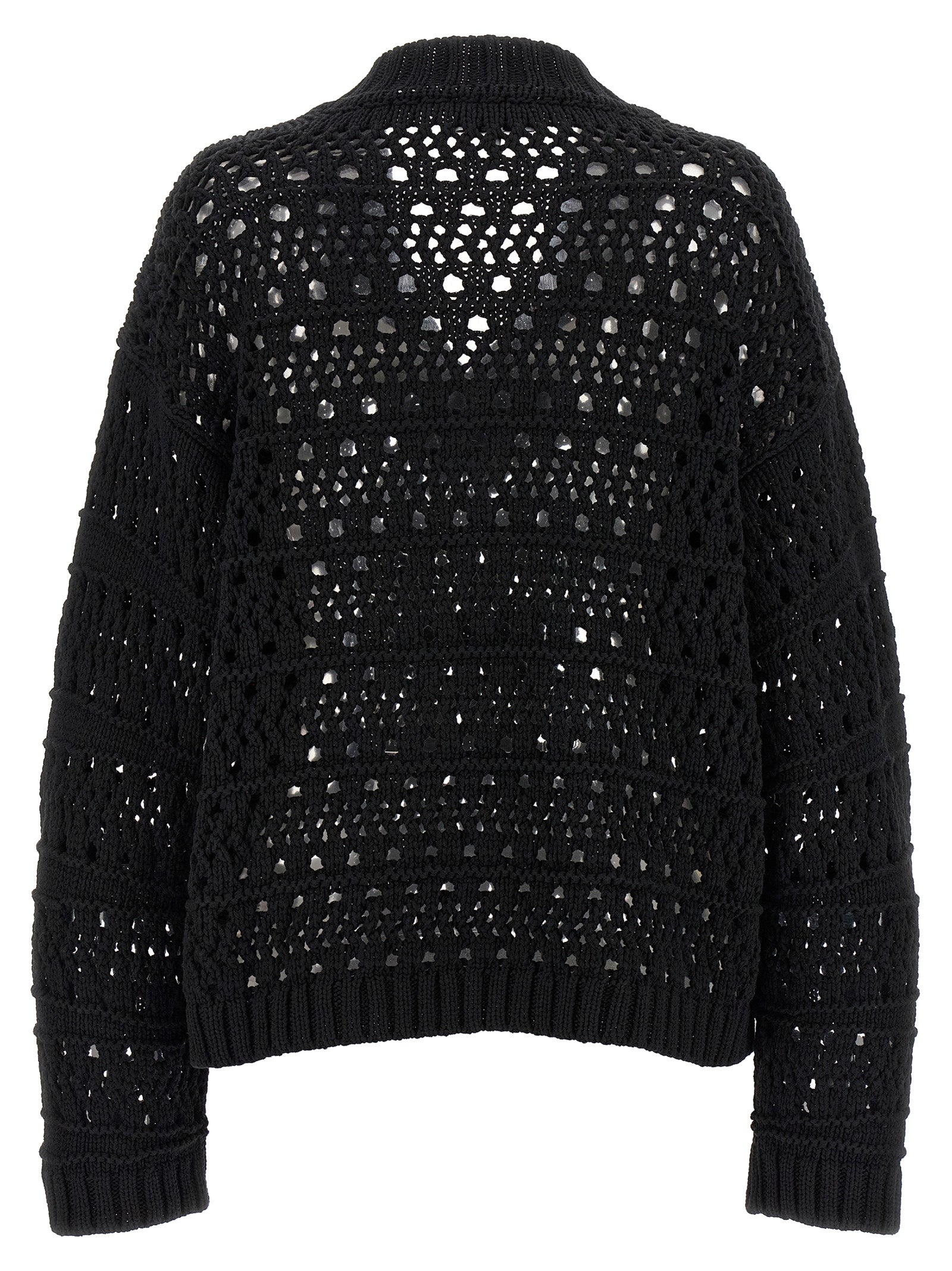 Black Crochet V-neck sweater Cotton Sweater, Cardigans