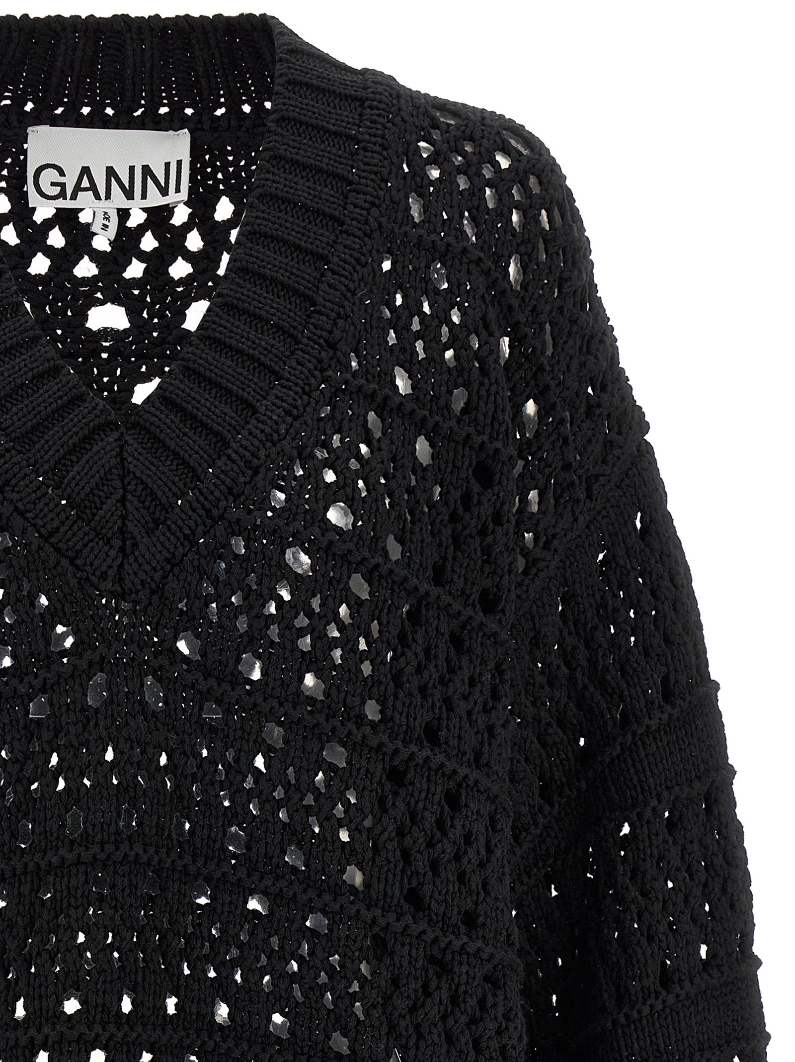 Black Crochet V-neck sweater Cotton Sweater, Cardigans