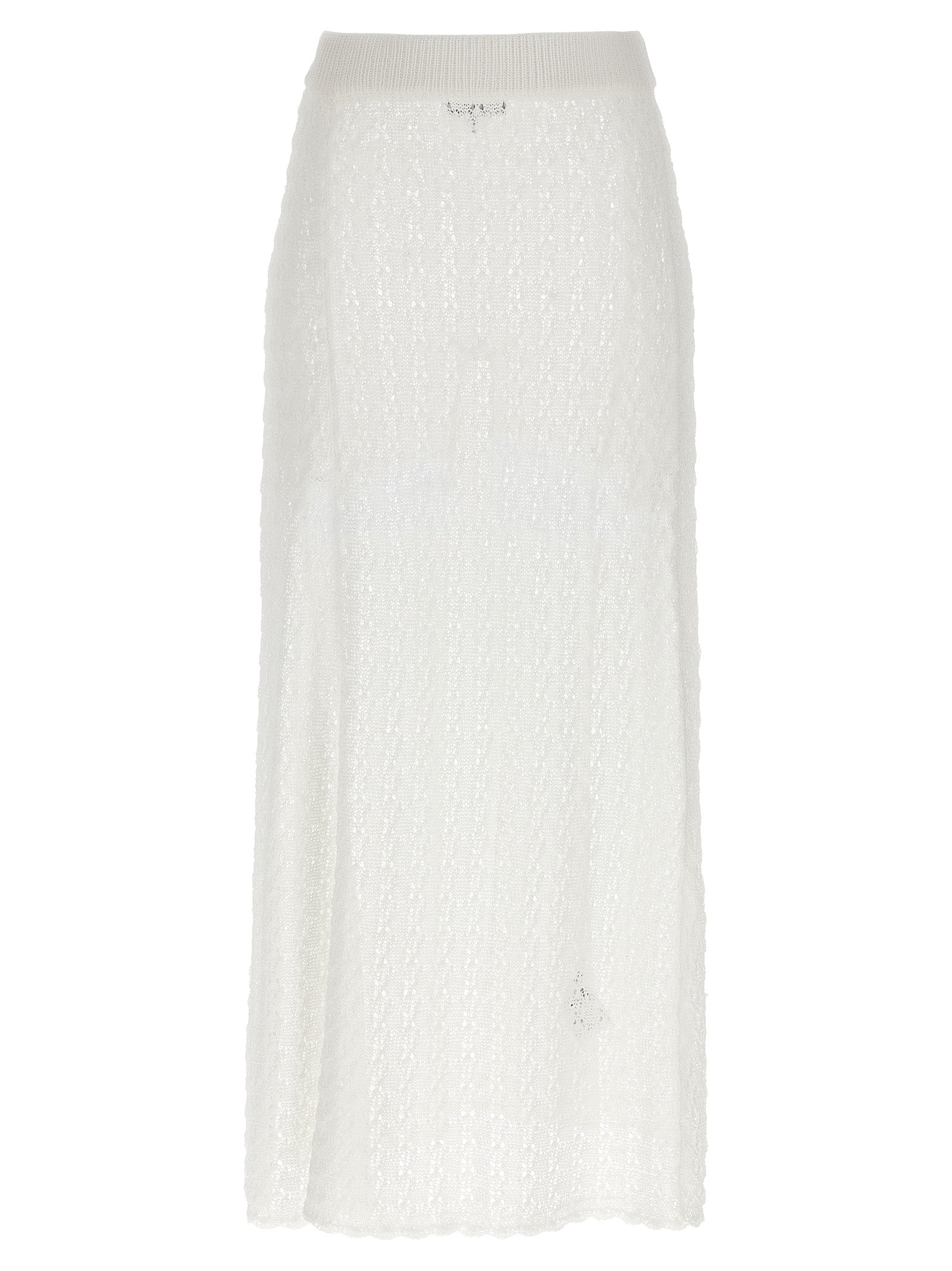Shiny Pointelle Knit skirt White Polyamide