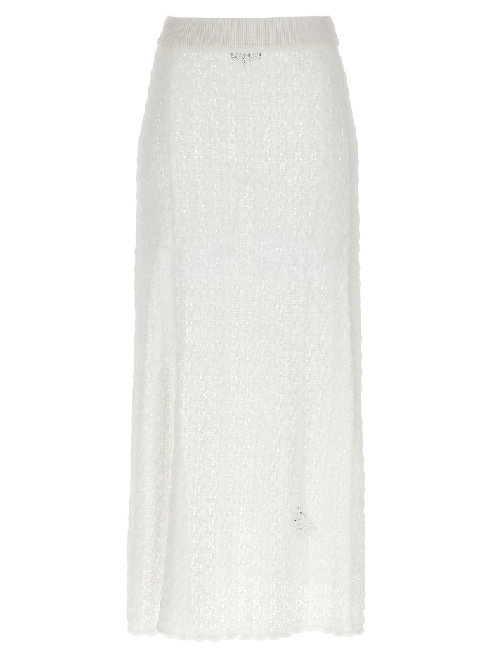 Shiny Pointelle Knit skirt White Polyamide