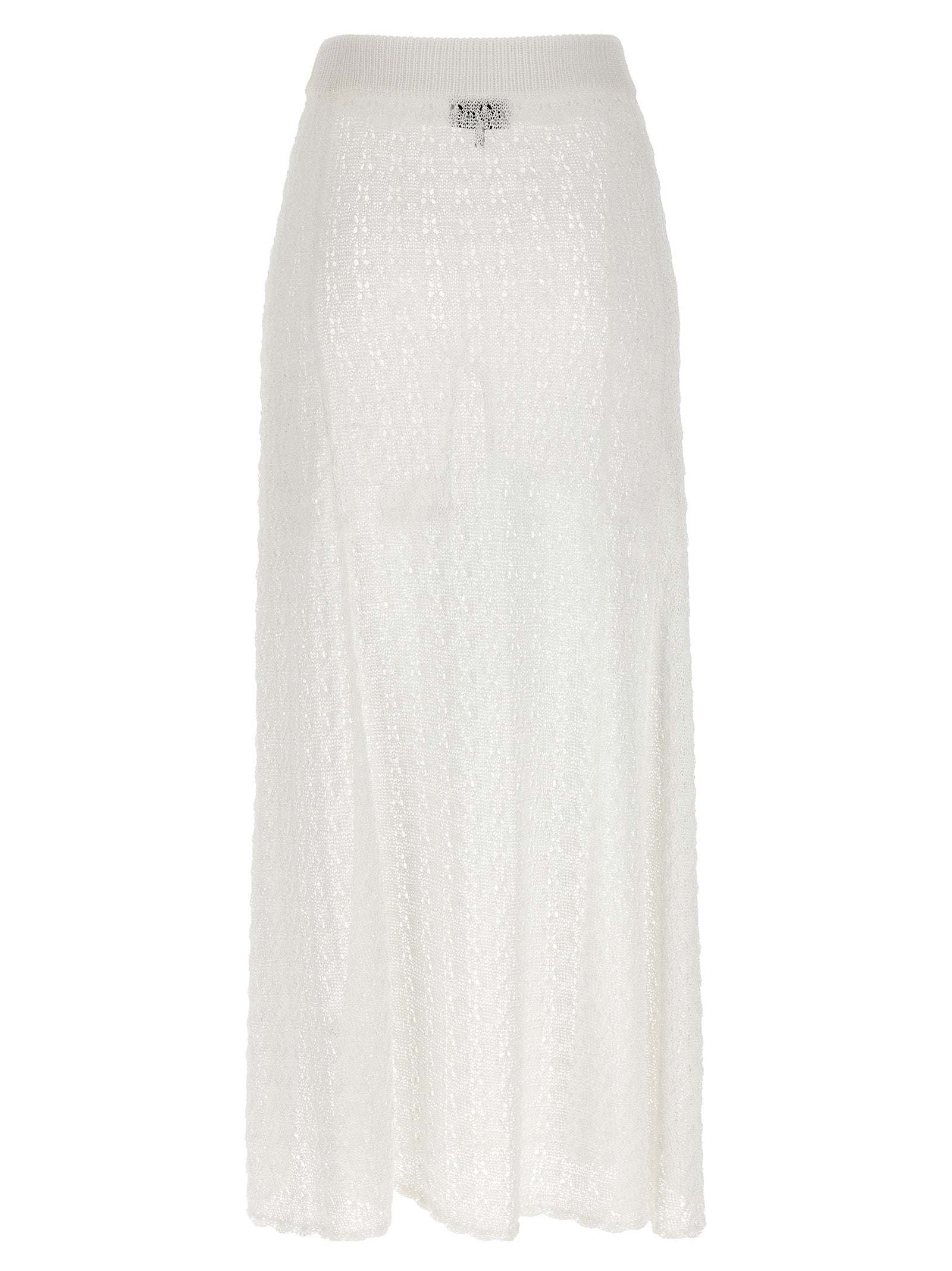 Shiny Pointelle Knit skirt White Polyamide