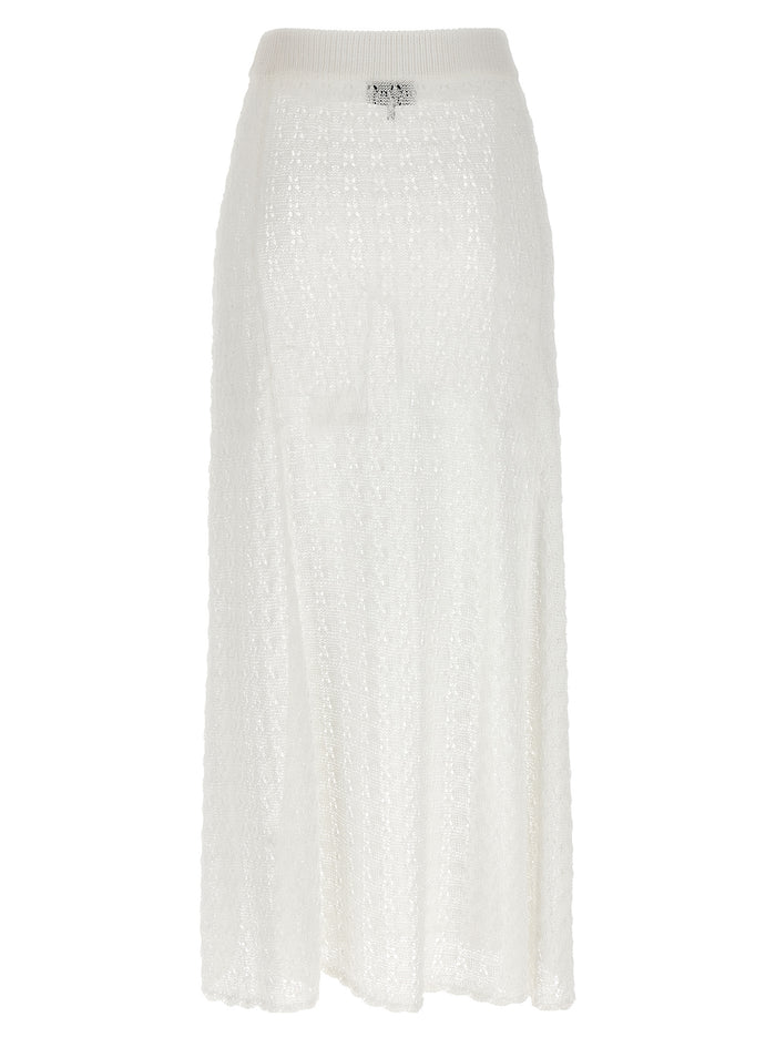 Shiny Pointelle Knit skirt White Polyamide