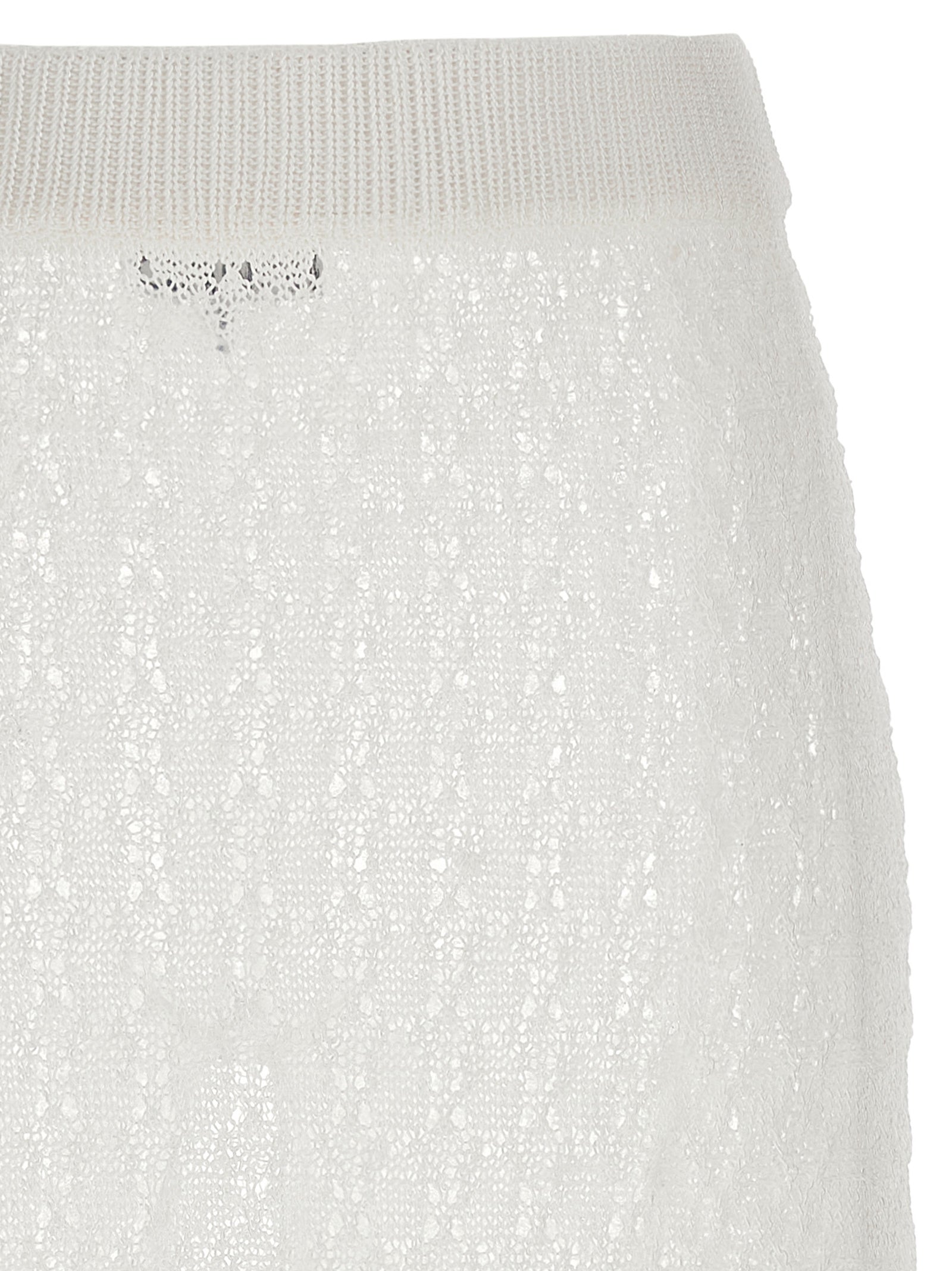 Shiny Pointelle Knit skirt White Polyamide