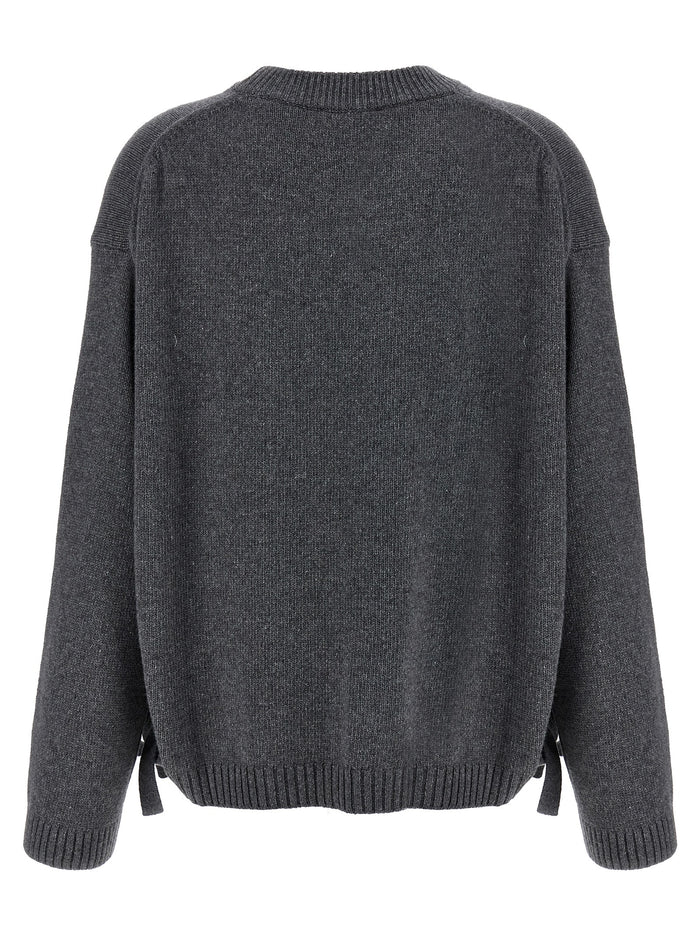 Side laces sweater Gray Wool Viscose Sweater, Cardigans