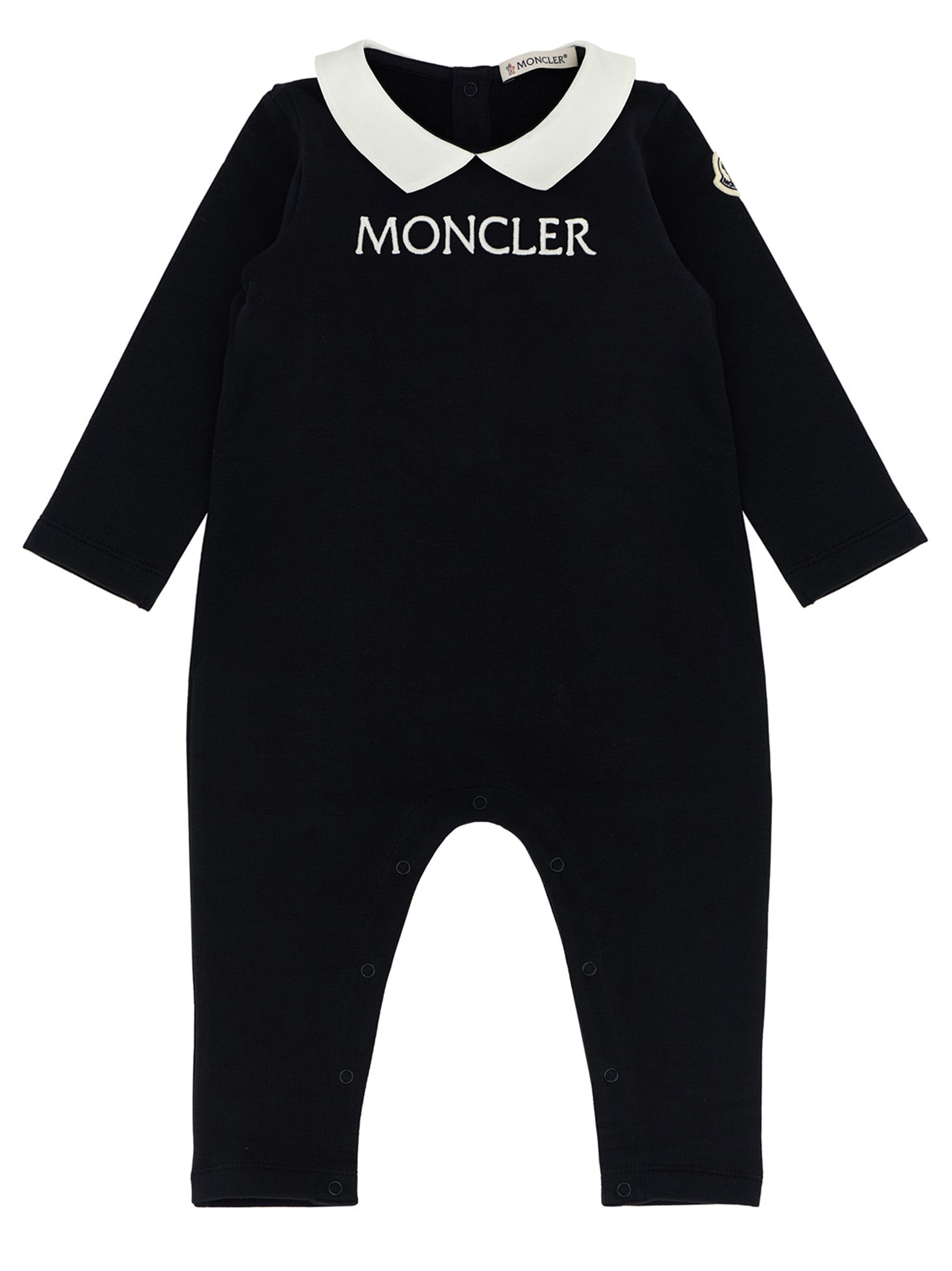 Logo embroidery jumpsuit Black Cotton Playsuits, Body