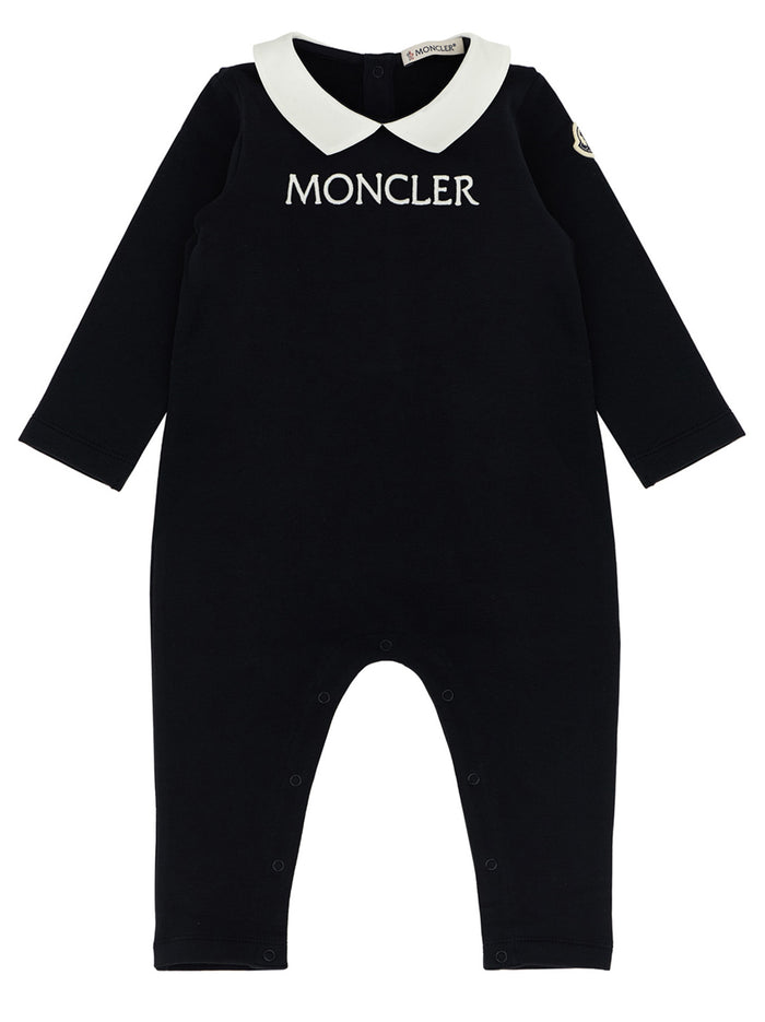 Logo embroidery jumpsuit Black Cotton Playsuits, Body