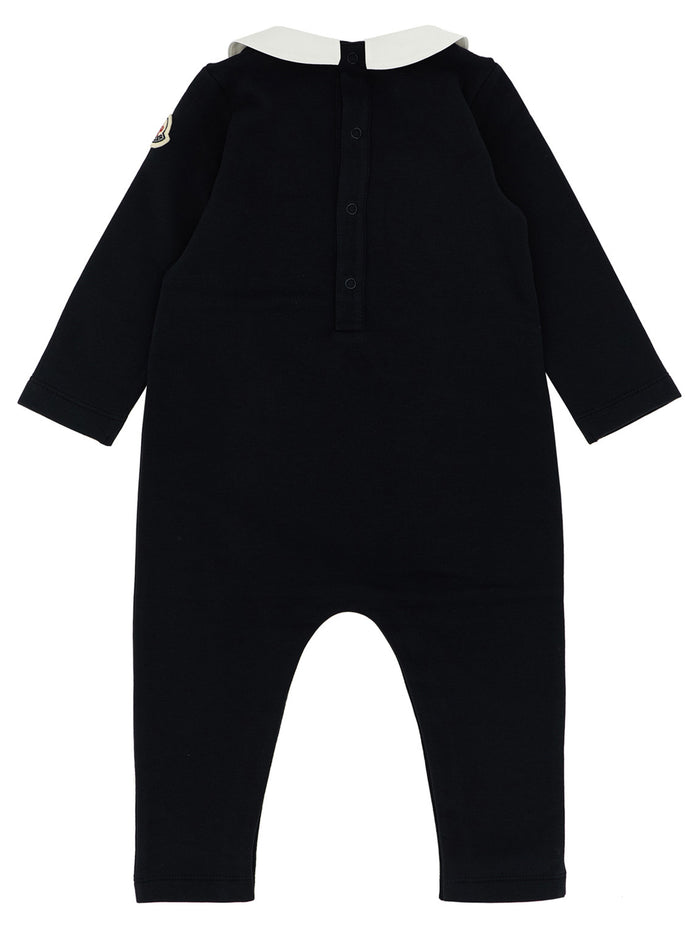 Logo embroidery jumpsuit Black Cotton Playsuits, Body