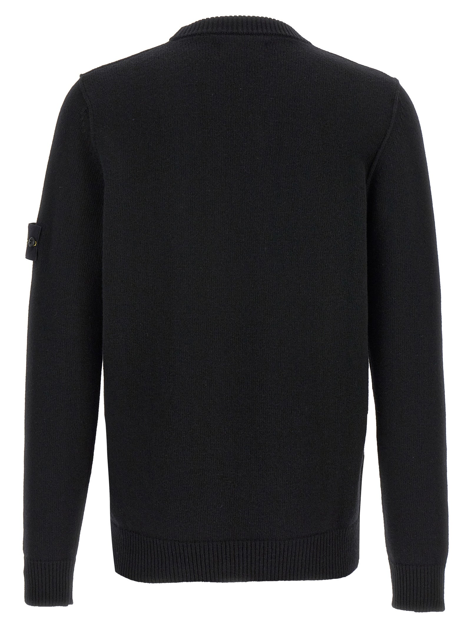 Logo Badge Sweater Black Wool Sweater, Cardigans