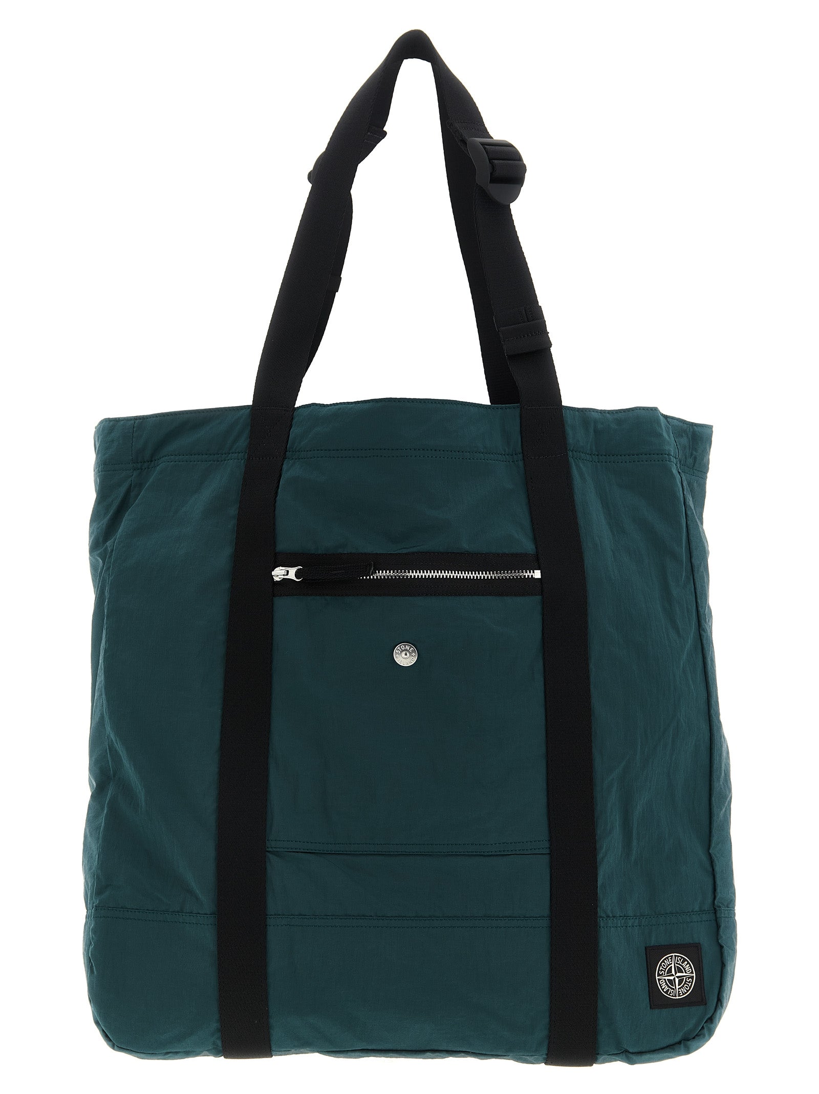 Logo patch shopping bag Green Polyurethane Tote
