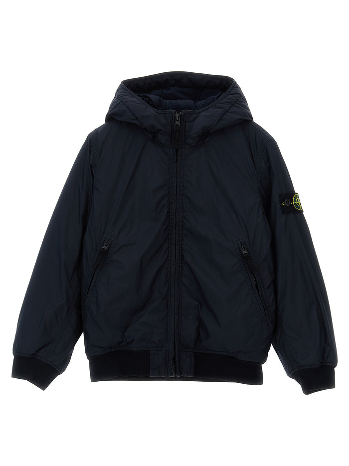 Logo badge jacket Blue Polyamide Down Jacket, Parka, Casual
