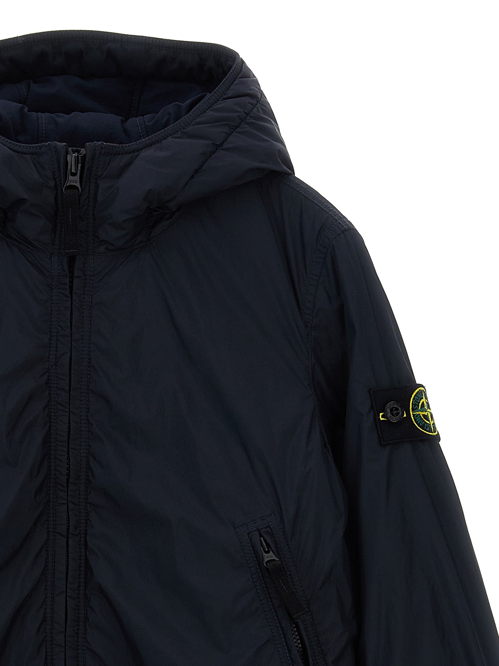 Logo badge jacket Blue Polyamide Down Jacket, Parka, Casual