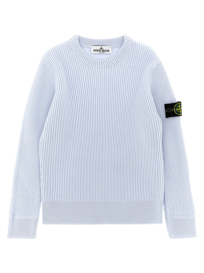 Ribbed sweater Light Blue Virgin Wool Sweater, Cardigans
