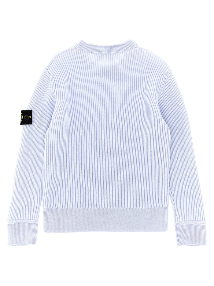 Ribbed sweater Light Blue Virgin Wool Sweater, Cardigans