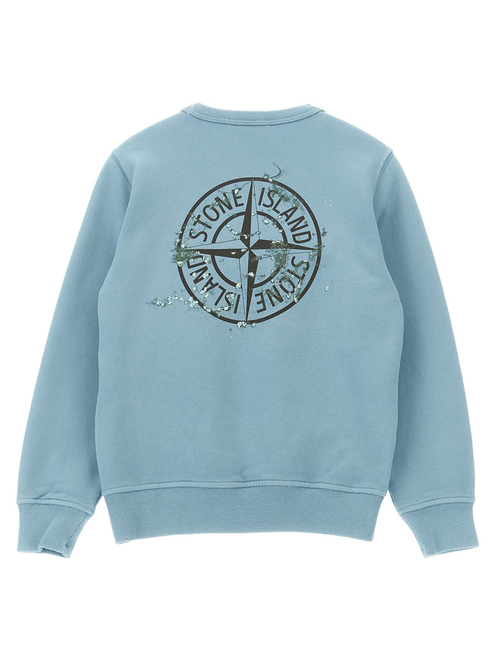 Front and back print sweatshirt Light Blue Cotton