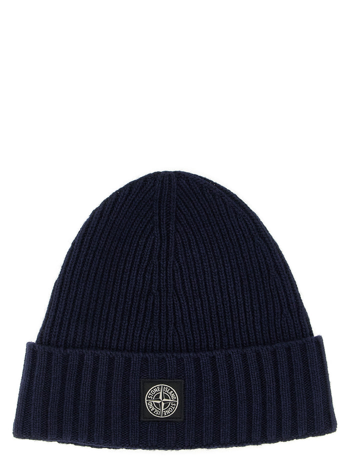 Logo patch beanie Blue Hat