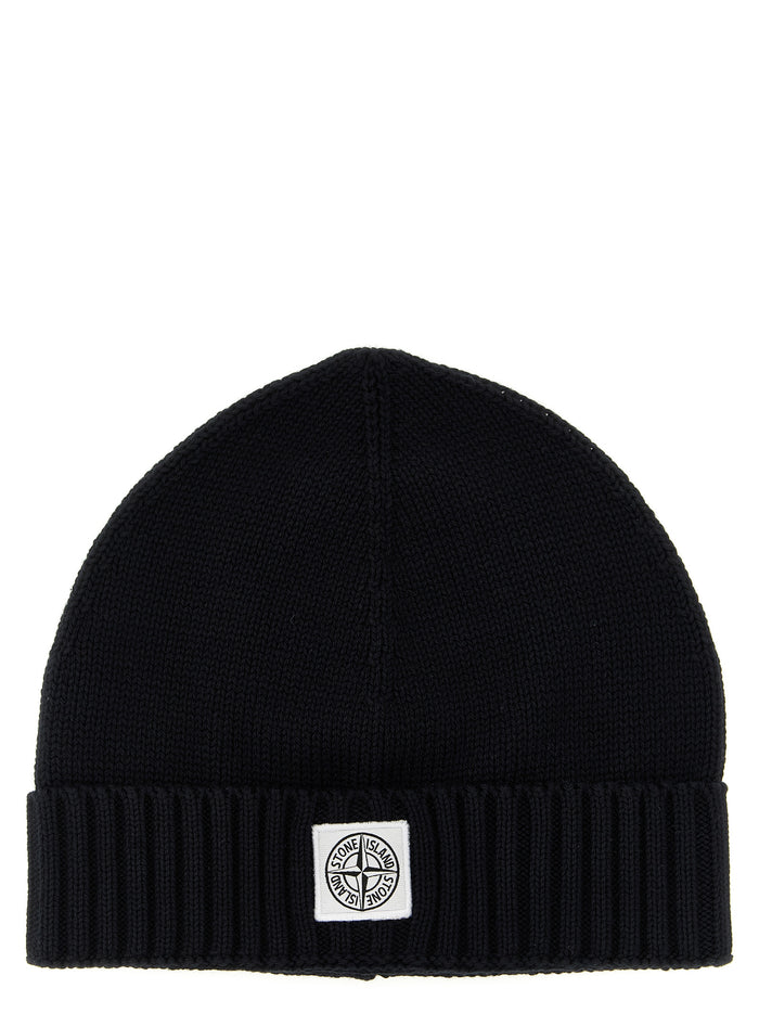 Logo patch beanie Black Cotton Polyamide Hat