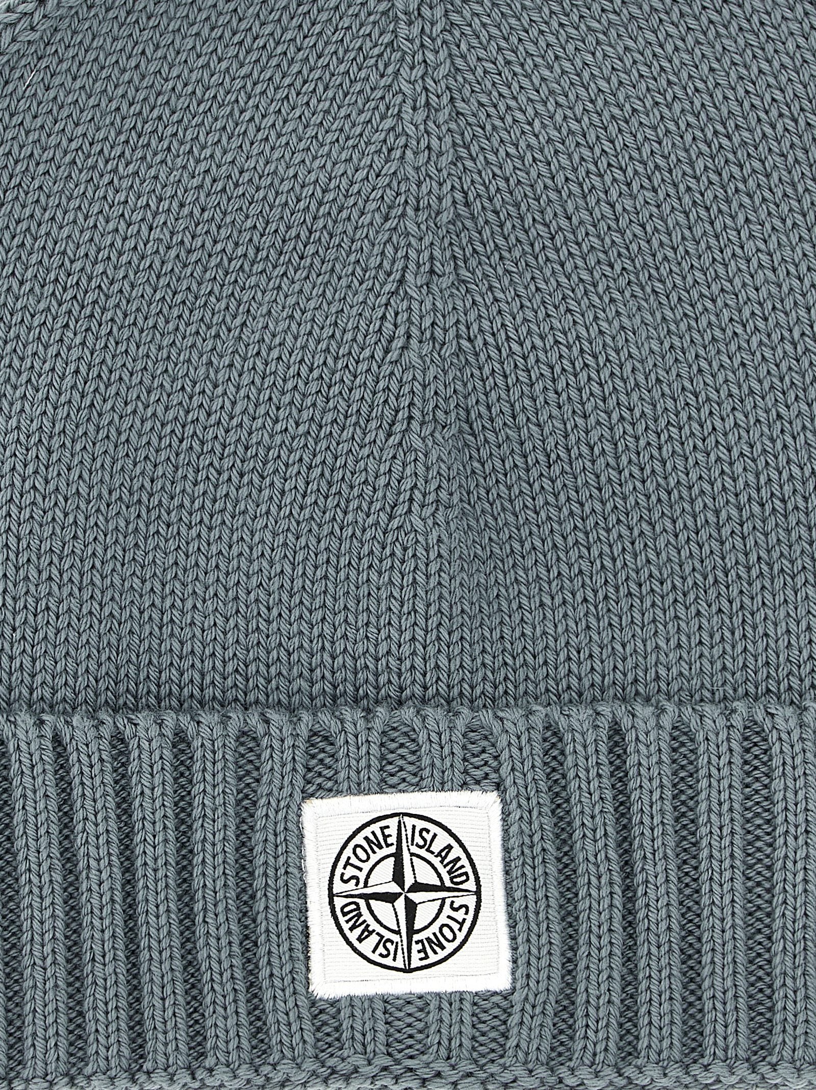 Logo patch beanie Gray Cotton Polyamide Hat