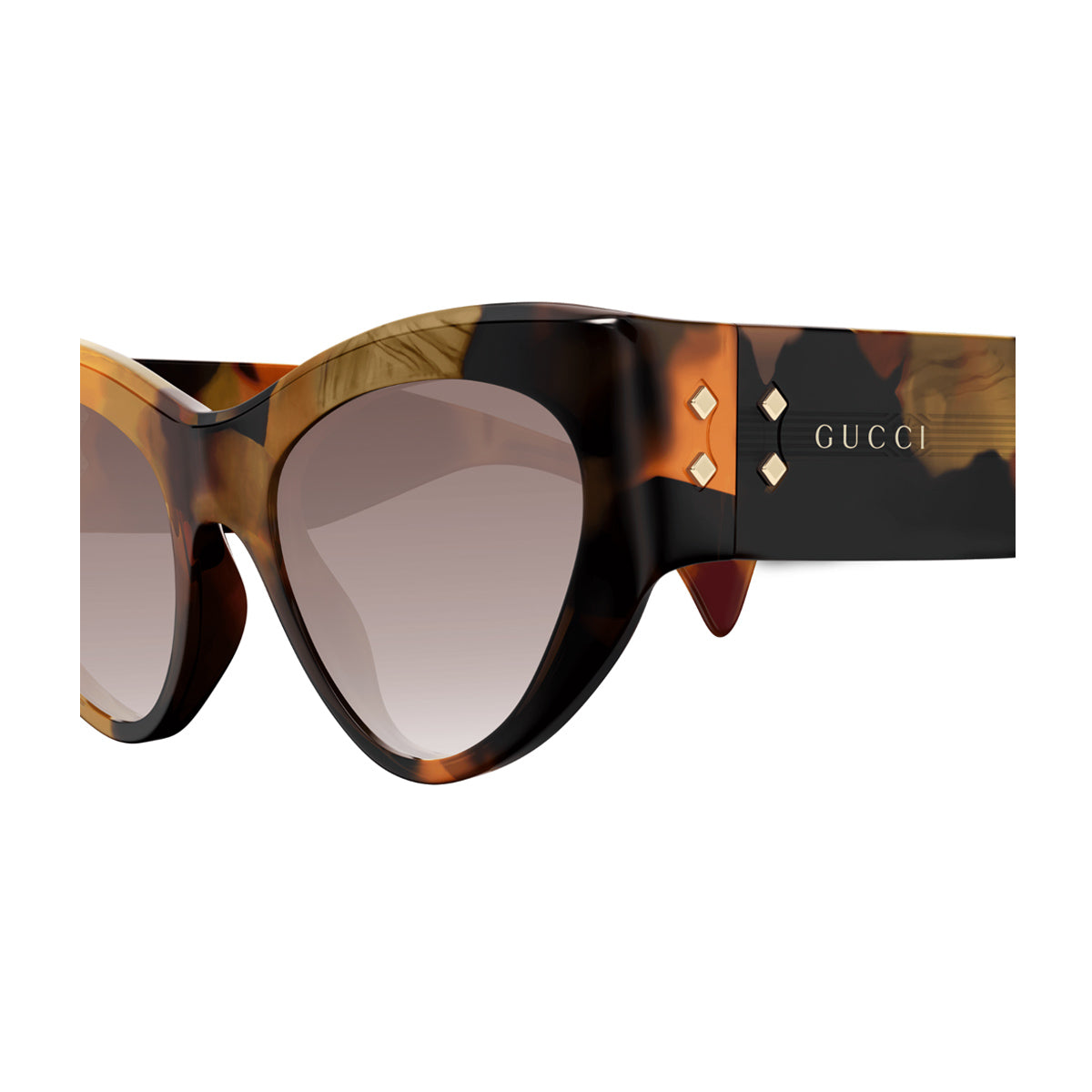 Gucci GG1704S Linea Rivets 002 Havana Brown Marrone Acetate Occhiali Da Sole