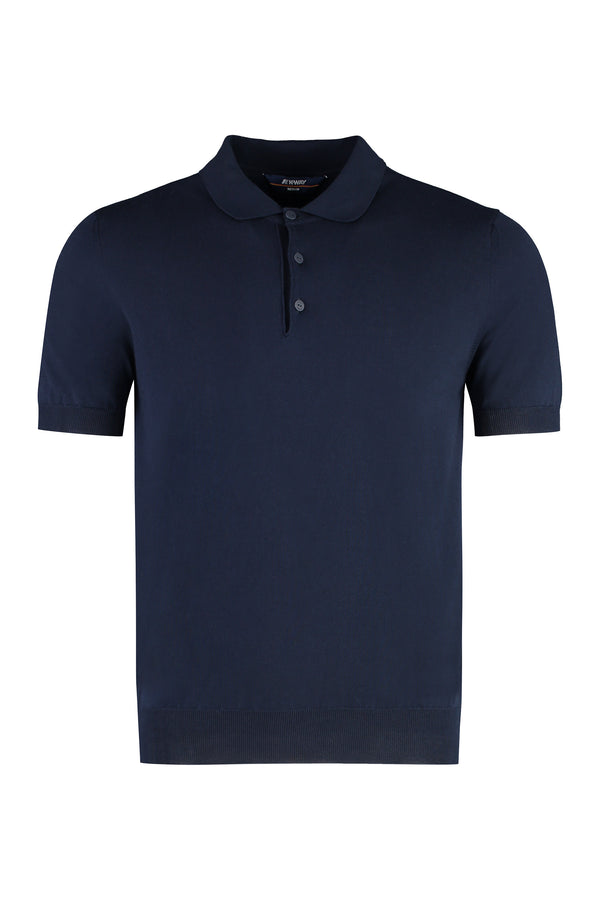 Pleyne Knitted Cotton Polo Shirt Blue